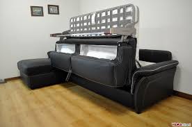 corner sofa bed in leather with storage