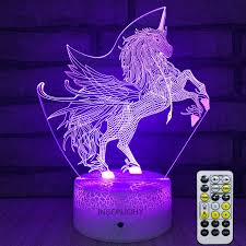 017 Reviews Insonjohy Kids Night Lights Bedside Lamp 7 Colors Change Remote Control Timer 3d Night Light Kids Optical Illusion Lamps Kids Lamp As A Gift Ideas Boys Girls Unicorn Work Great