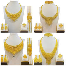 hzp dubai 24 k gold jewelry set for