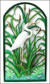 White Egret Wall Art Painted Metal