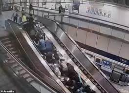 station escalator suddenly collapses