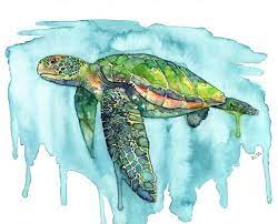 Sea Turtle Painting Watercolor Painting