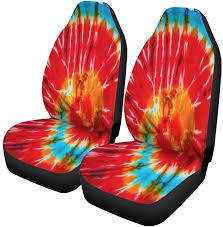 Set Of 2 Car Seat Covers Spiral Tie Dye