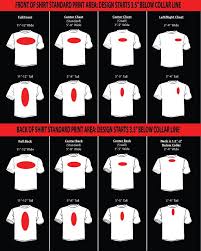 Standard T Shirt Dimension And Placement Chart Screen