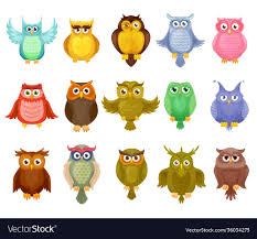 cute cartoon owls and owlets birds prey