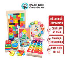 Đồ chơi gỗ thông minh giáo dục phát triển trí tuệ cho bé, đồ chơi  montessori cho bé 1 2 3 4 5 tuổi Space Kids - Đồ chơi học tập cơ bản