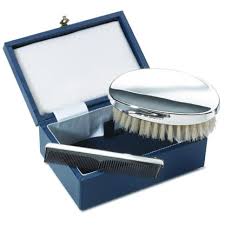 2 pc plain brush and comb cased