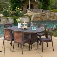7 Piece Metal Oval Outdoor Dining Set