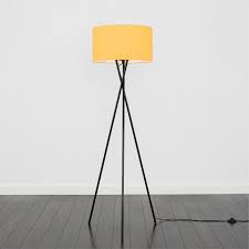 Camden Black Floor Lamp Mustard Shade