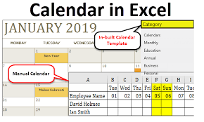 calendar in excel how to use calendar