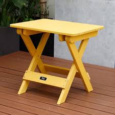 Yellow Portable Wood Outdoor Side