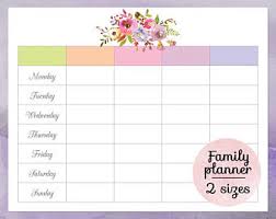 Printable Blank Calendar Planner Blank Weekly Schedule Etsy