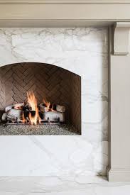 Taupe Fireplace Mantel With Marble