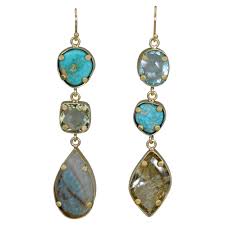 18k gold earrings turquoise