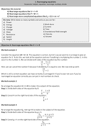 Ppt 1 Rearranging Equations Keywords