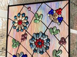 Flowers Stained Glass Window Panel