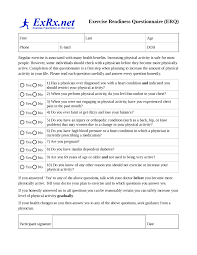 exercise readiness questionnaire erq