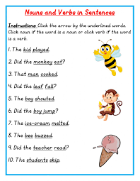 Noun refers to a person, place, object or concept. Nouns And Verbs In Sentences Worksheet