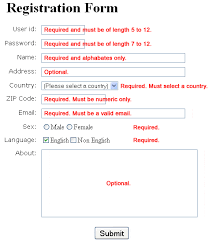 a sle registration form validation