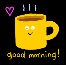 cute smiling mug saying good morning