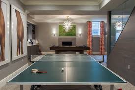 Gray Basement Game Room Contemporary