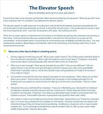 Sample Elevator Speech Informative Tips Writing Supersnakeio Co