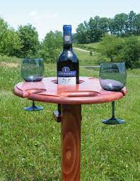 portable wine table wine glass and