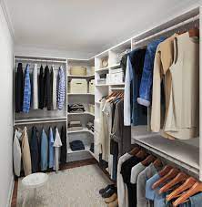 white wood closet system