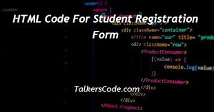 html code for student registration form