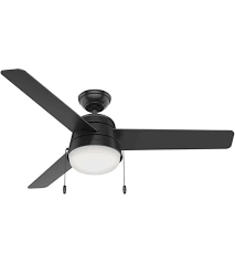 hunter aker 52 outdoor ceiling fan w led light matte black 50386