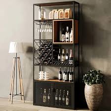 tall black bar wine rack cabinet