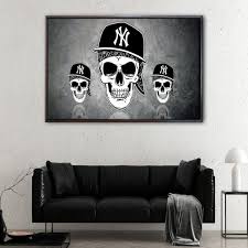 Yankees Gangster Skull Wall Art Large