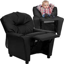 flash furniture kids leather recliner with cup holder black
