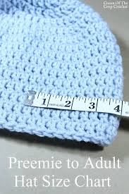 Preemie To Adult Hat Size Chart Cream Of The Crop Crochet