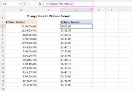 time formatting in excel 12 24 hour