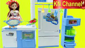 Đồ chơi nhà bếp BÚP BÊ LELIA NẤU ĂN BÁN QUÁN CƠM Toy kitchen velcro fruit  vegetables - YouTube