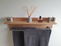 Tasmanian Oak Bathroom Shelf Towel Rack