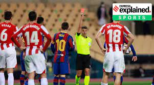 Messi, 33, was shown a red card. V9w5ijykcxrytm