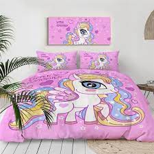 pink unicorn girly bedding set metal