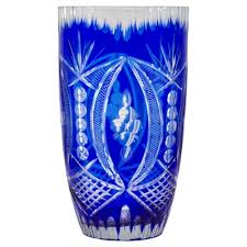 Bohemian Cobalt Cut Crystal Vase