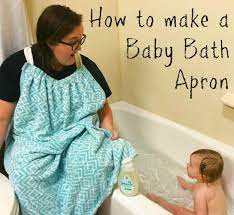 Aside from the adorable modeling sesh, snuggling your baby in a soft towel is the perfect way to cap off bath time. Make A Baby Bath Towel Apron The Tiptoe Fairy