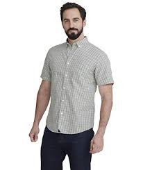 Untuckit Amontillado Untucked Shirt For Men Short Sleeve Wrinkle Free Lime Green Navy White Check
