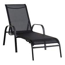 Black Sling Outdoor Chaise Lounge Chair