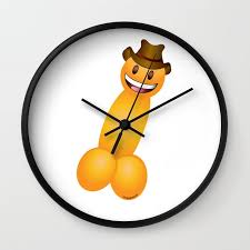 Emoji Dick Cowboy Wall Clock By