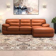 chaise brown 4 seater l shape leather sofa
