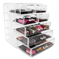 this 3 pieces of jewelry and makeup organizer set with clear color help you see right through so you don t have to dig and search for an item it