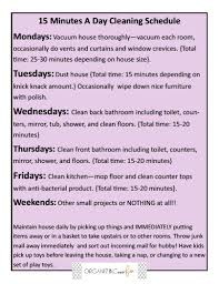 15 Minute A Day Cleaning Schedule