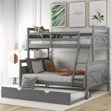 qualfurn gray twin over full bunk bed