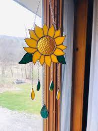 Sunflower Stained Glass Wind Chime Sun