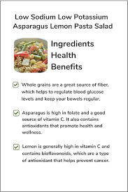 low potium asparagus lemon pasta salad